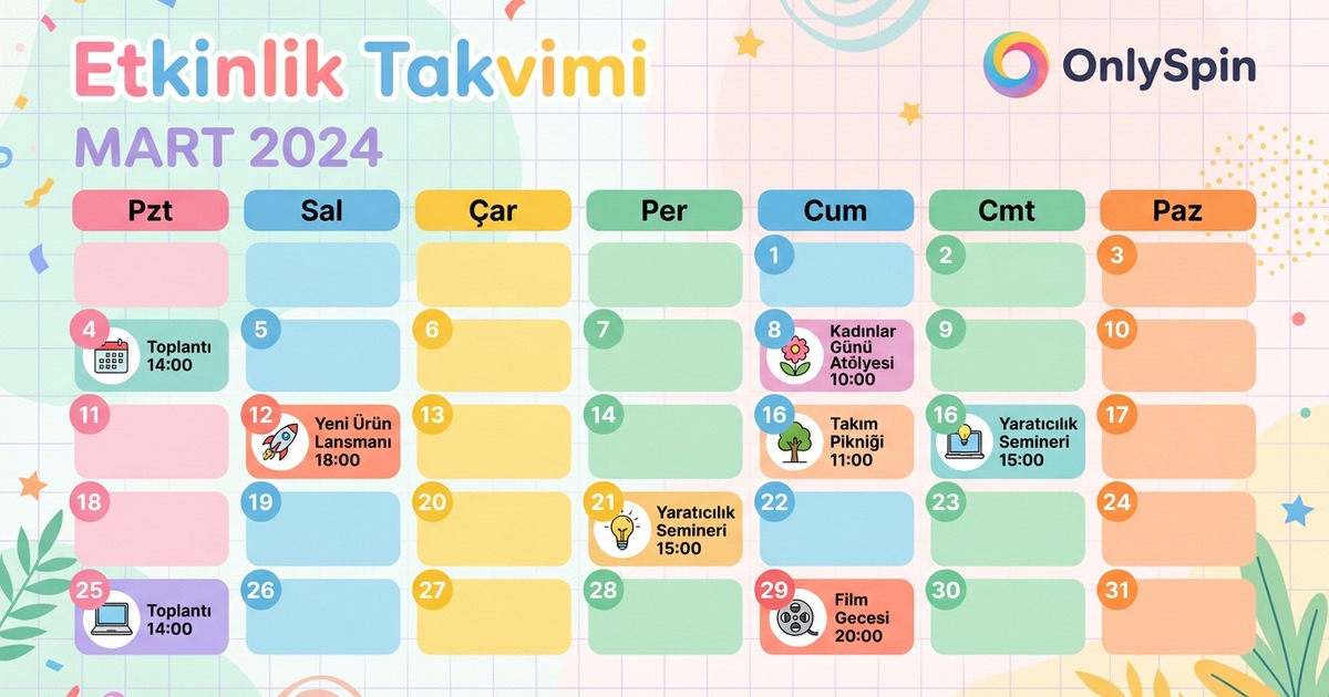 OnlySpin Etkinlik Takvimi